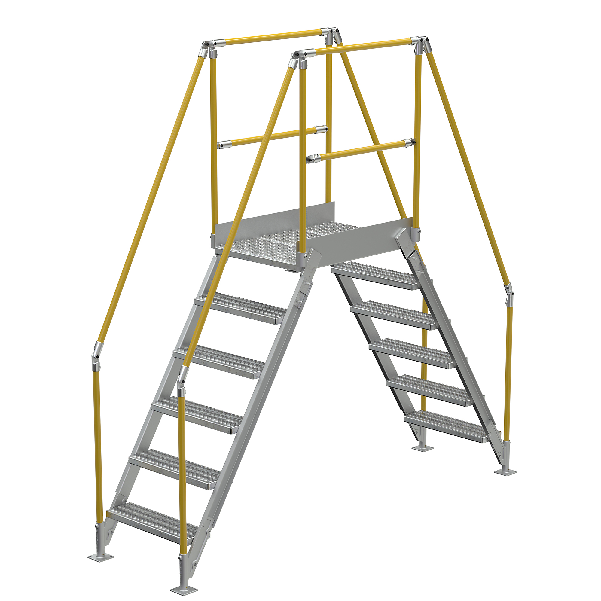 Vestil Aluminum Crossover Ladder - 6 Steps, 23in. Top Step, 60in. Clearance Height, 500-Lb. Capacity, Model# COL-AL-6-56-23